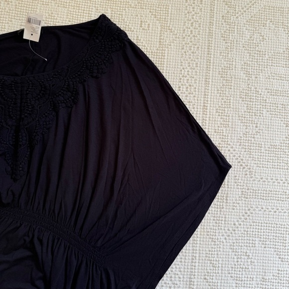 NWT Lane Bryant Crochet V-Neck Cinched Waist Navy Boho Flowy Top Size 18/20 - Picture 4 of 7